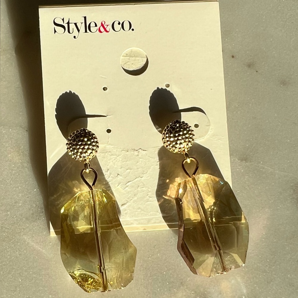 NWT Style & Co. Gold Crystal Earrings